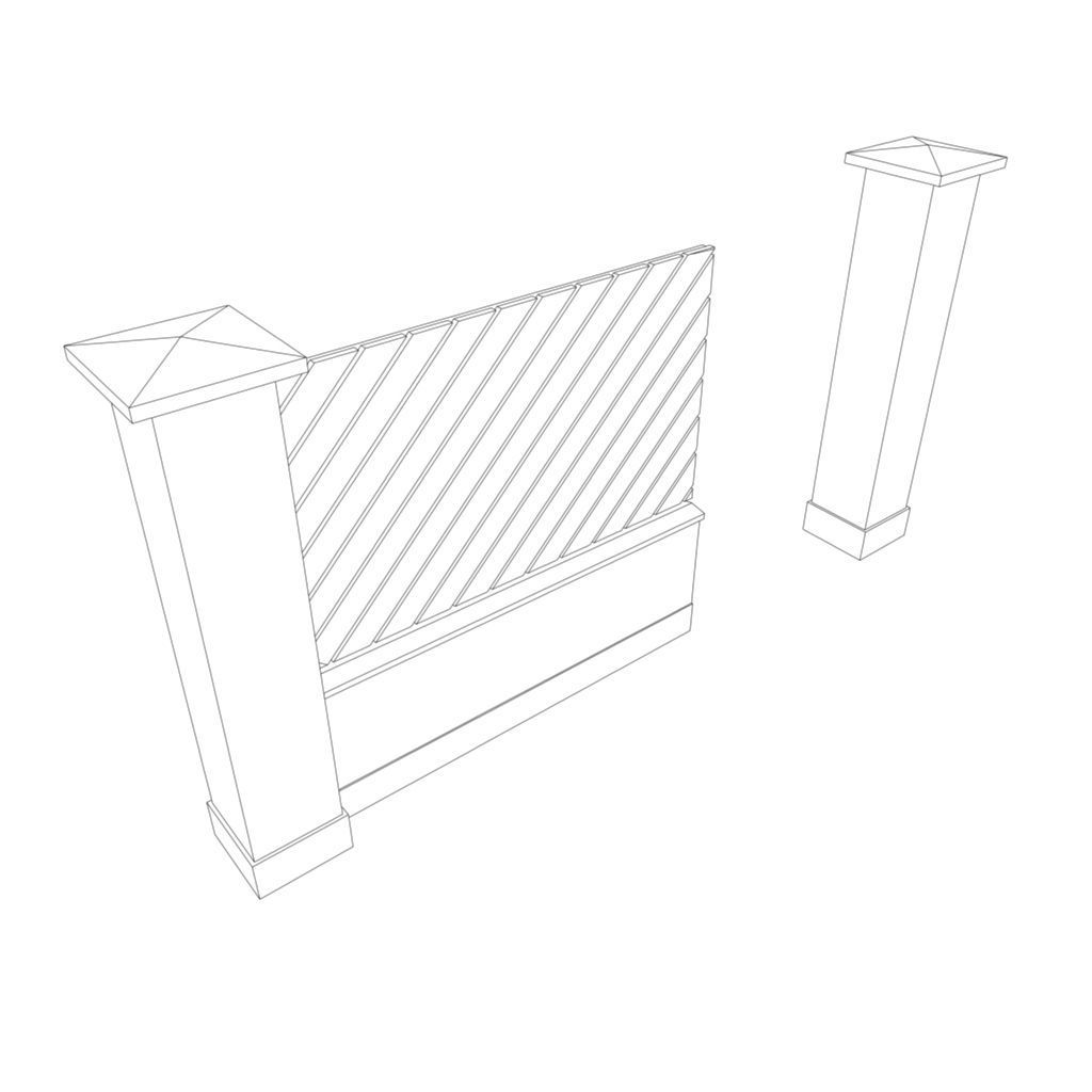 modular garden wall Low-poly 3D model_9