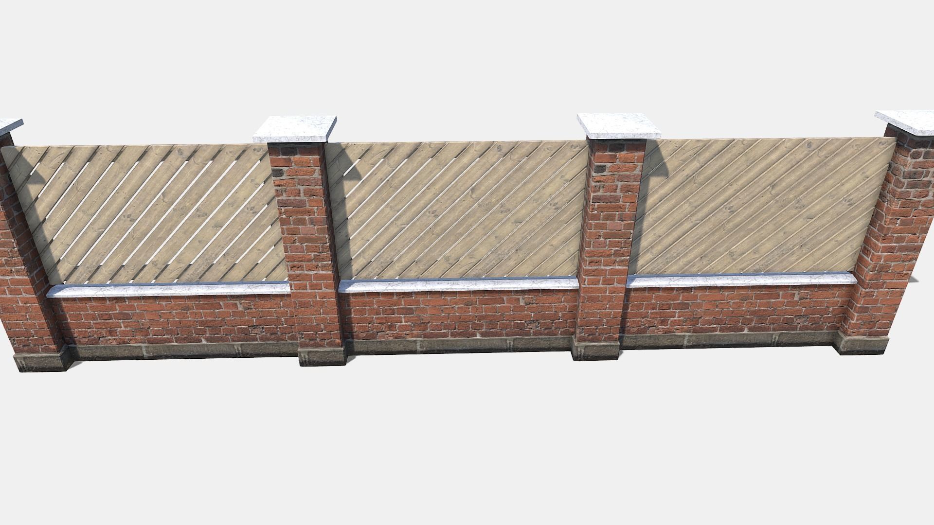 modular garden wall Low-poly 3D model_8