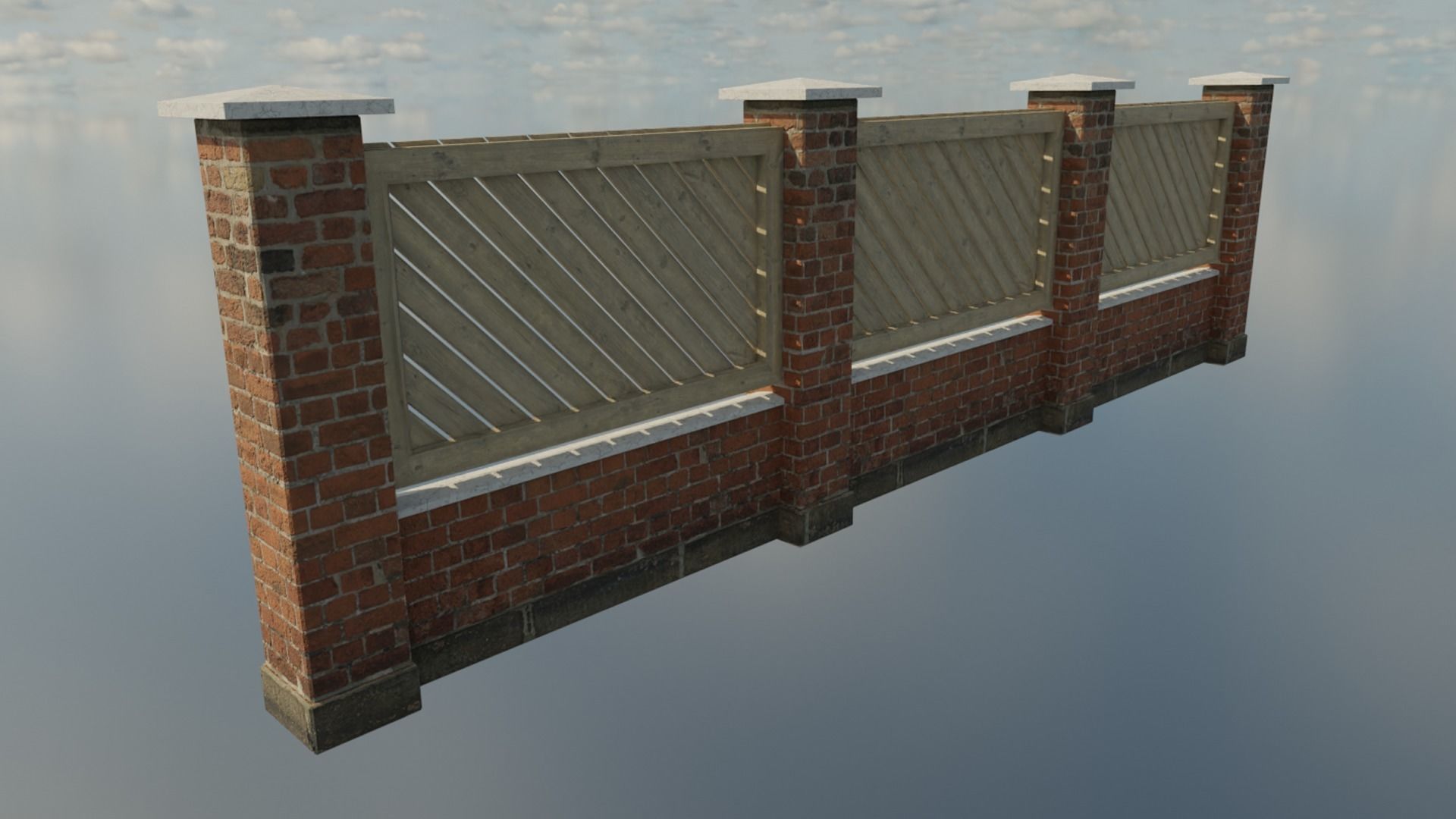 modular garden wall Low-poly 3D model_3
