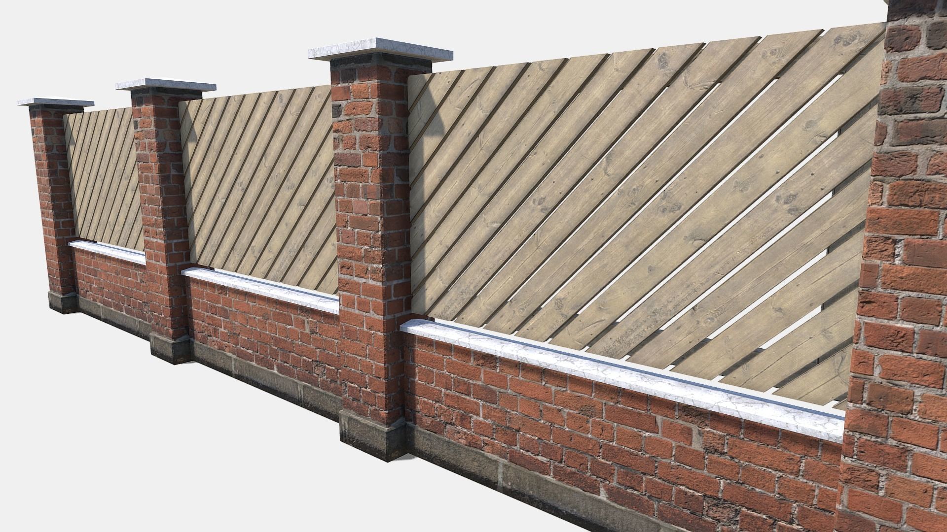 modular garden wall Low-poly 3D model_4