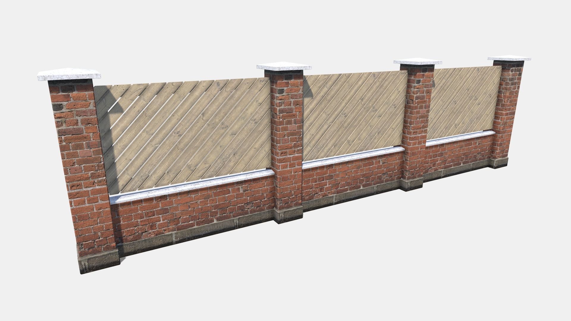 modular garden wall Low-poly 3D model_6