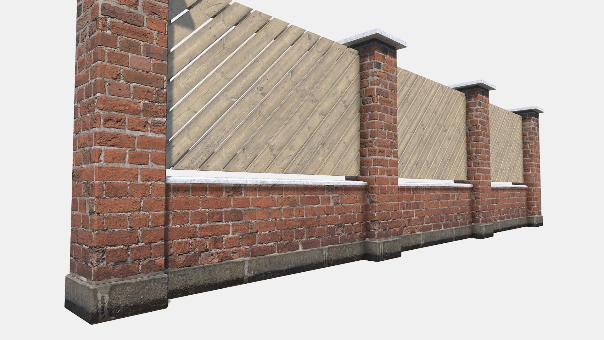 modular garden wall Low-poly 3D model_5