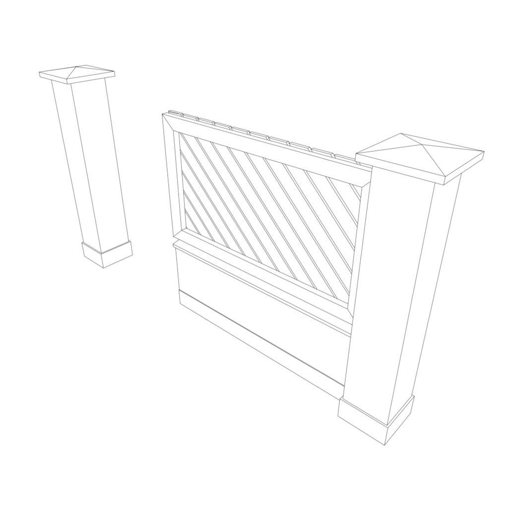 modular garden wall Low-poly 3D model_10