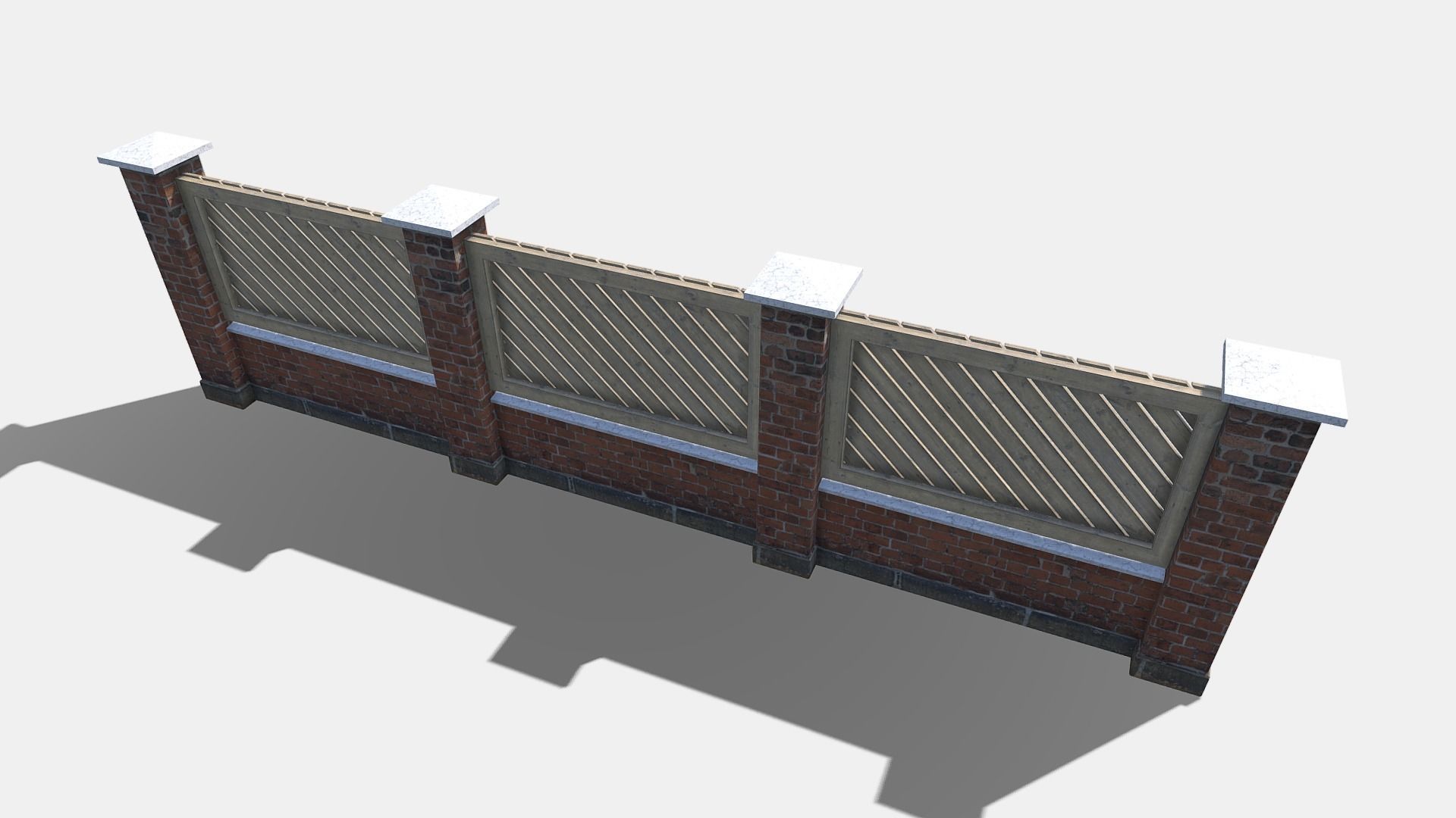 modular garden wall Low-poly 3D model_7