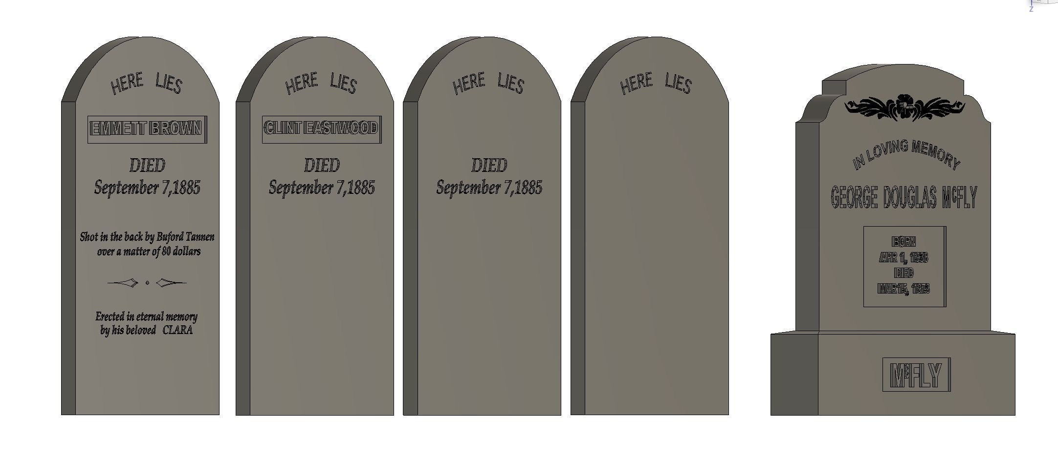 Ensemble pierres tombales retour vers le futur plus extra 3D print model_1