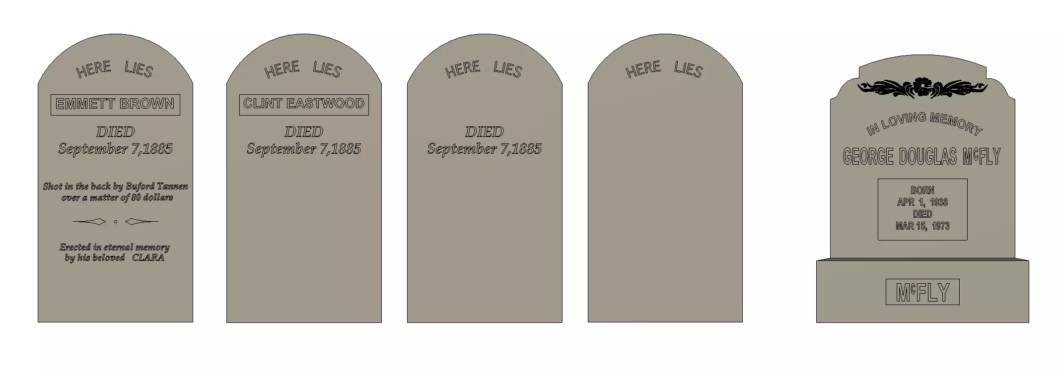 Ensemble pierres tombales retour vers le futur plus extra 3D print model_0