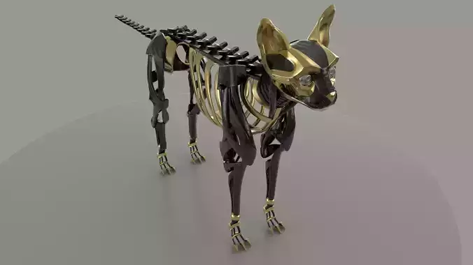 Sci fi cat skeleton sculture