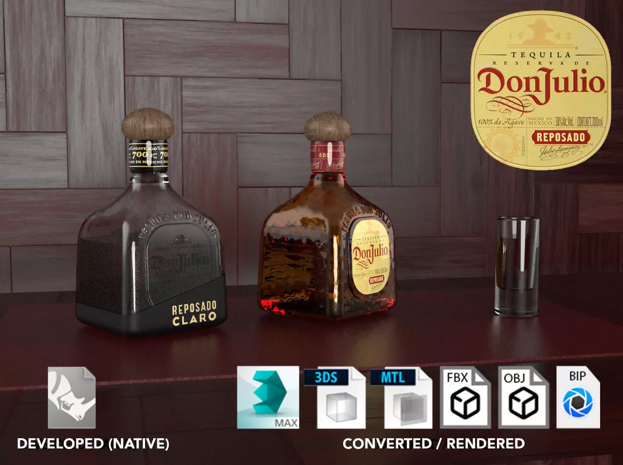 Tequila Don Julio Bottle 3D model_0