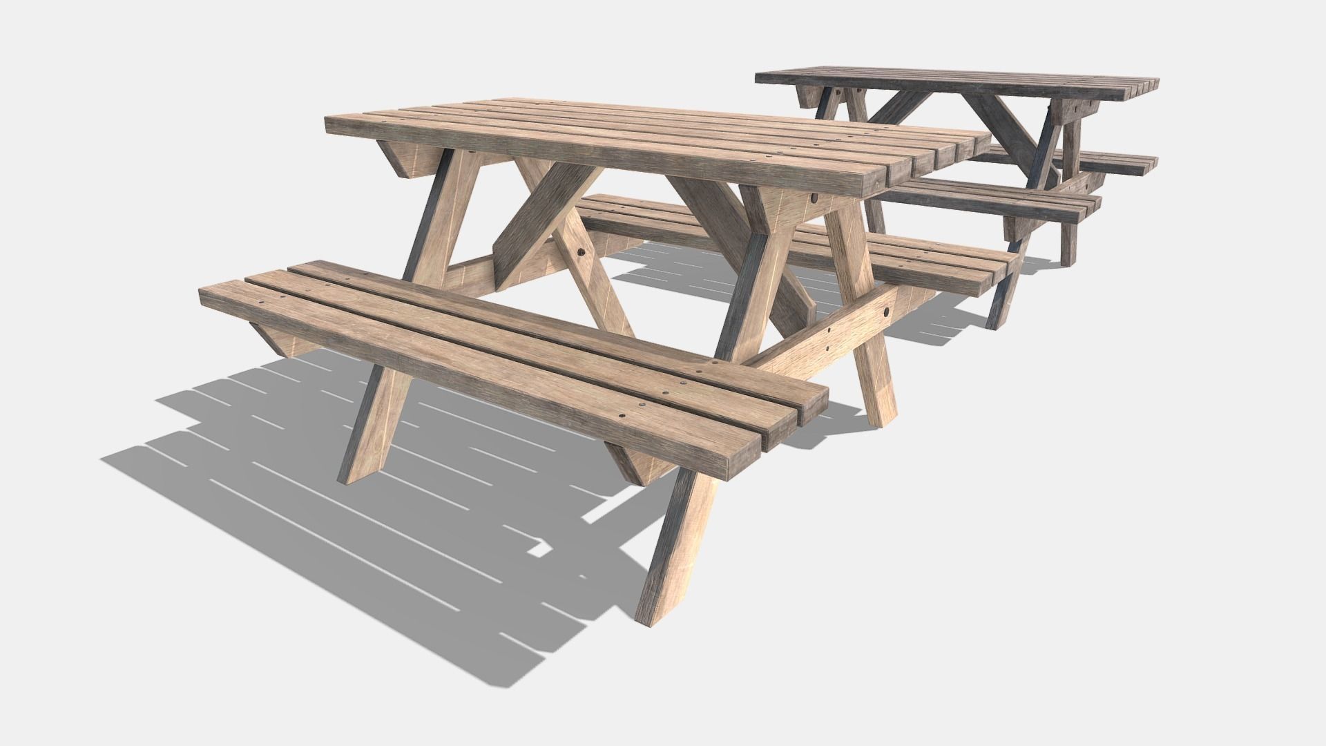 picnic bench Low-poly 3D model_1