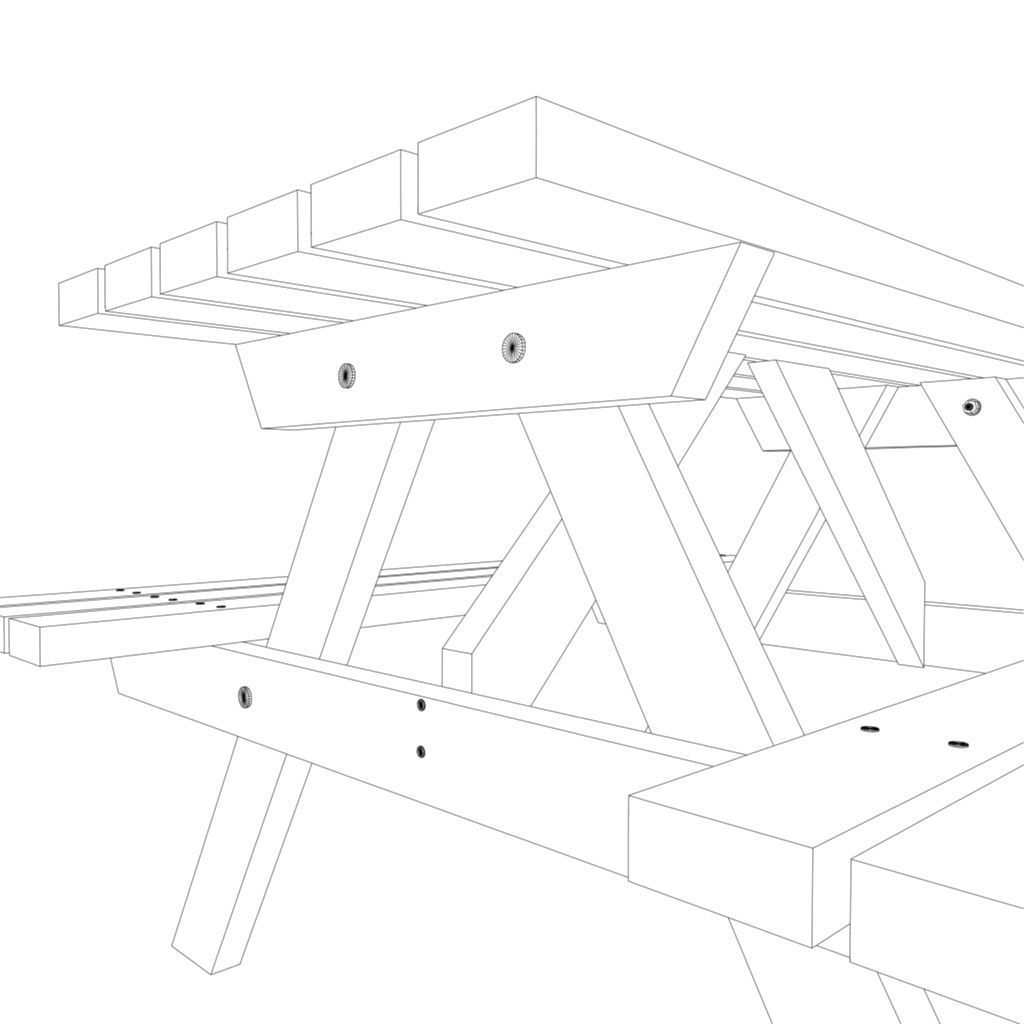 picnic bench Low-poly 3D model_6