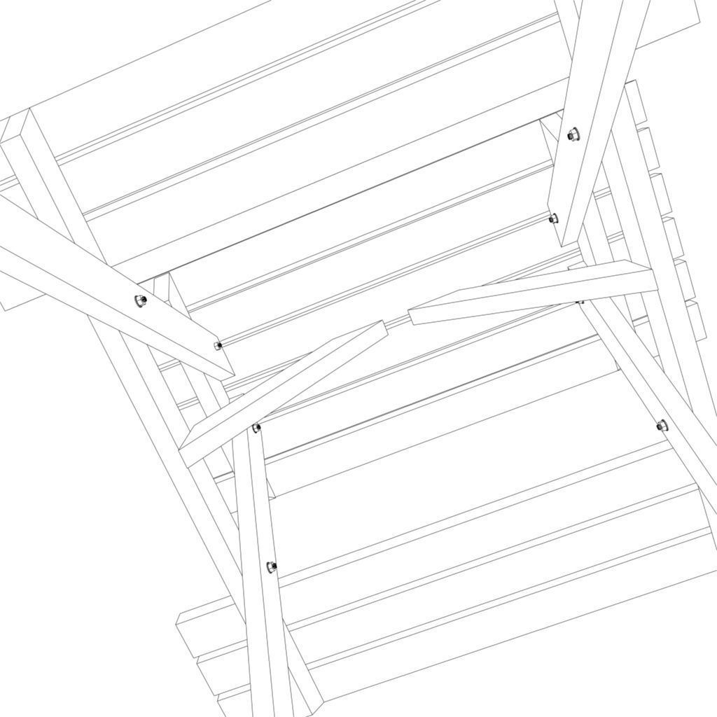 picnic bench Low-poly 3D model_7