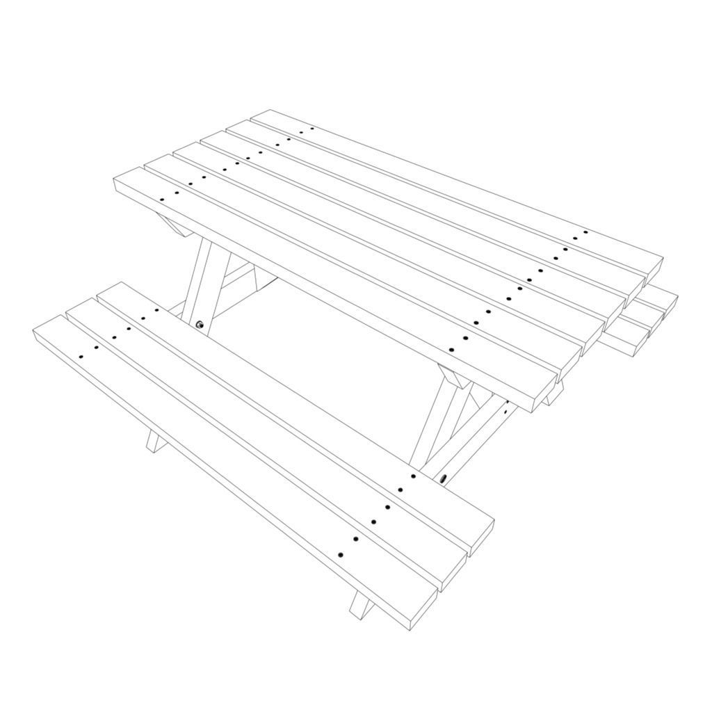 picnic bench Low-poly 3D model_5