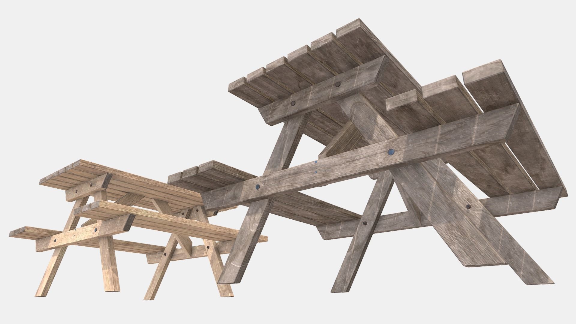 picnic bench Low-poly 3D model_4