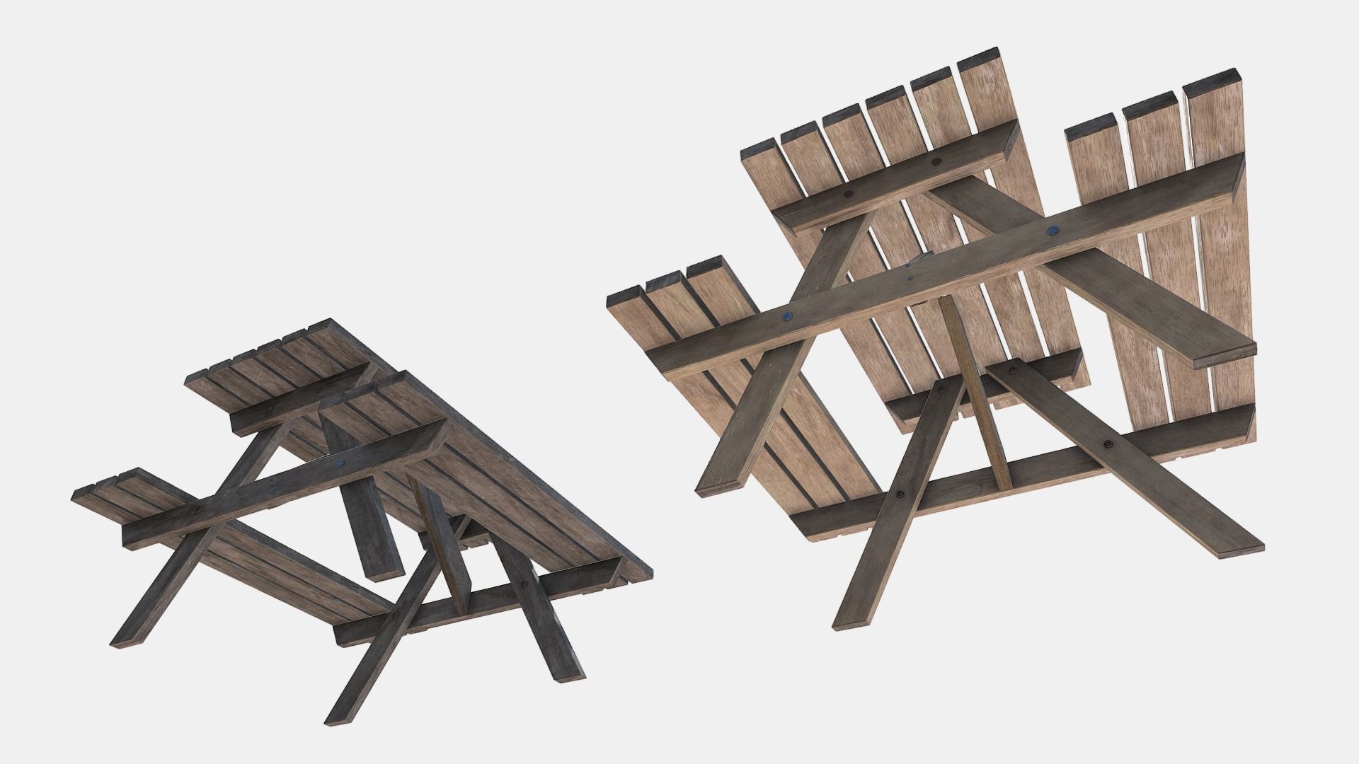 picnic bench Low-poly 3D model_2