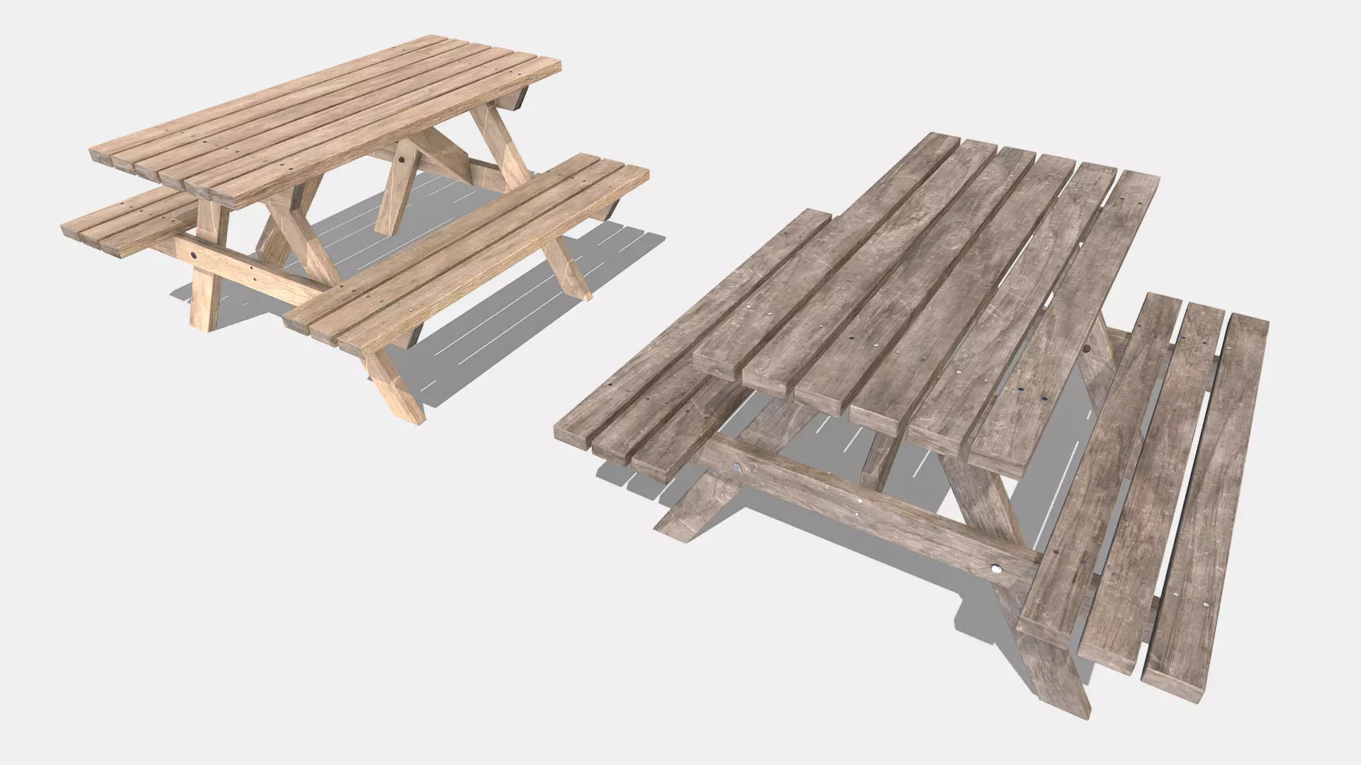 picnic bench Low-poly 3D model_0