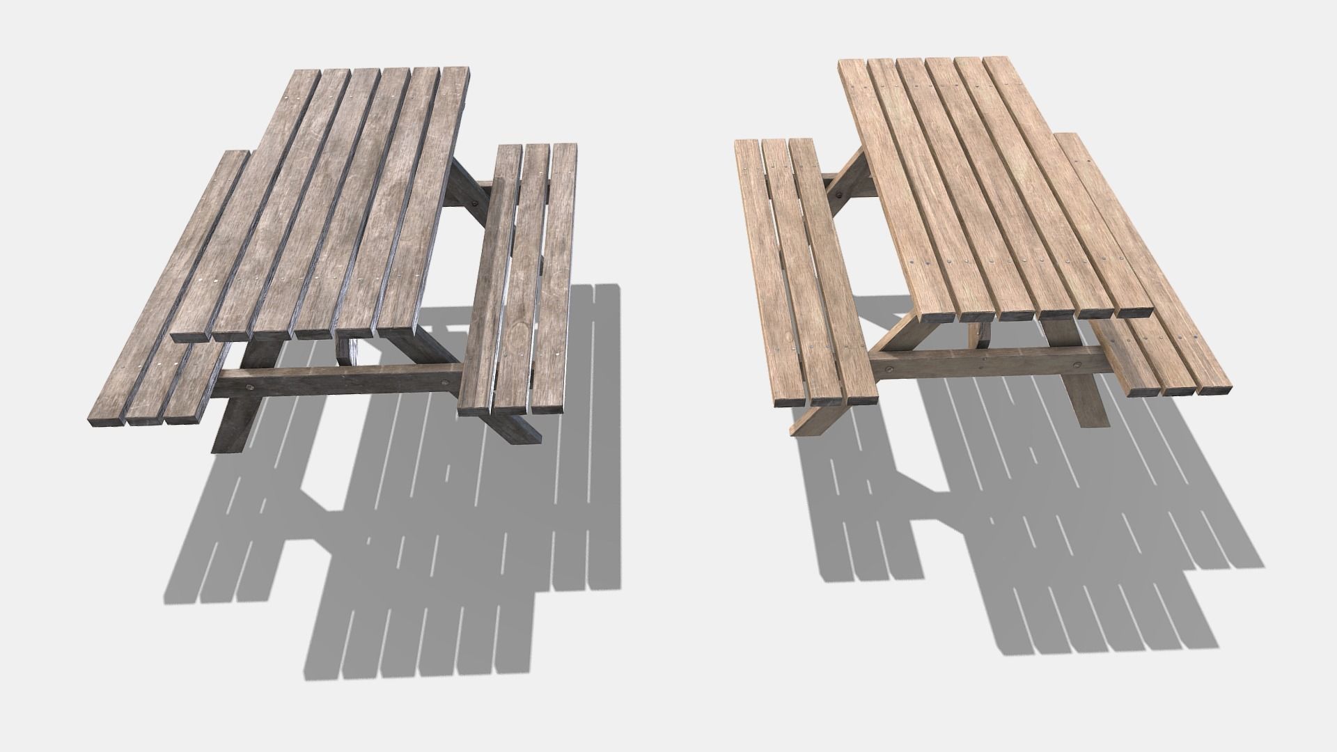 picnic bench Low-poly 3D model_3