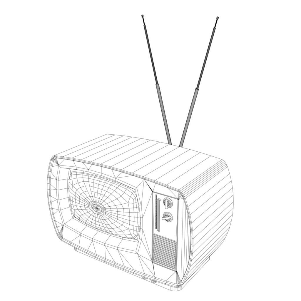 Retro TV Low-poly 3D model_4