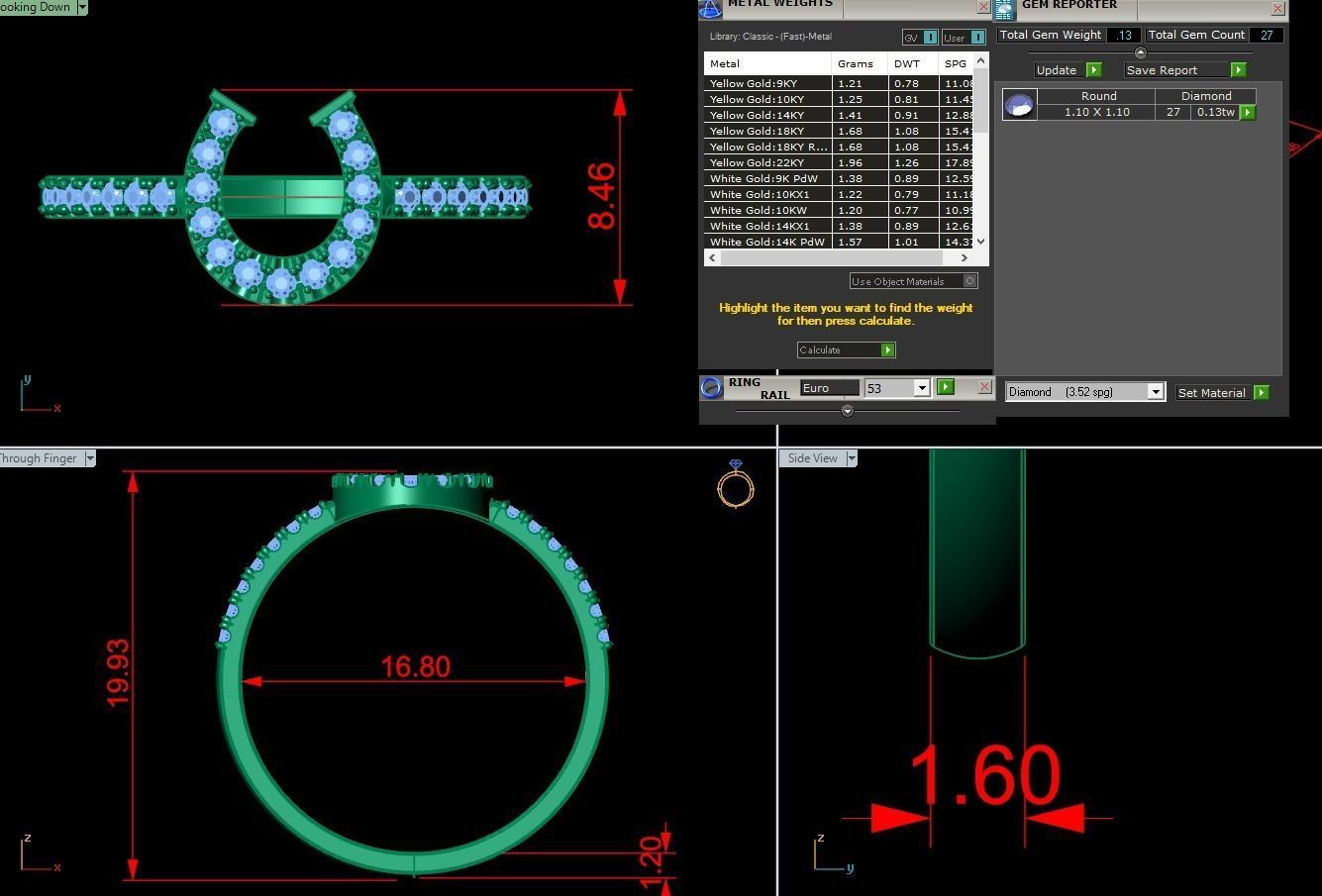 Alphabet letter ring C 3D print model_3