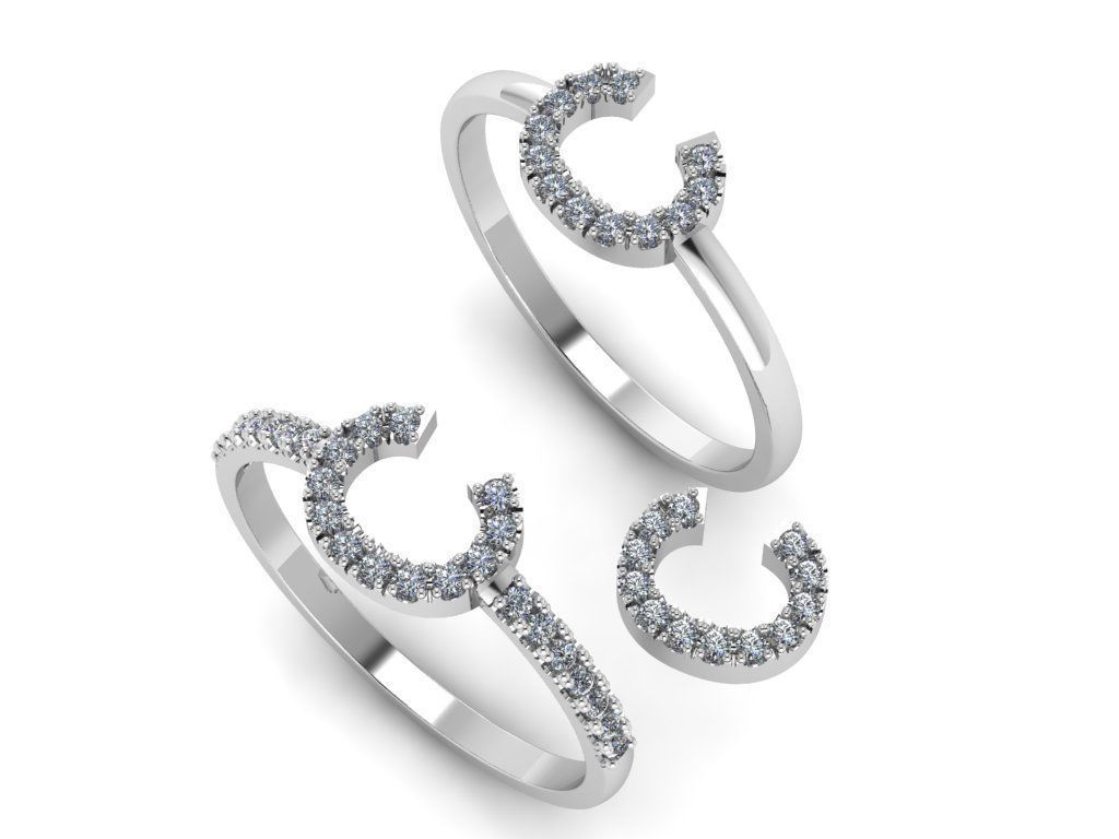 Alphabet letter ring C 3D print model_21