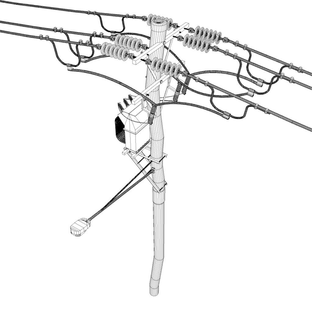 telegraph pole Low-poly 3D model_9