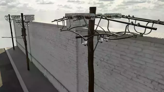 telegraph pole Low-poly 3D model