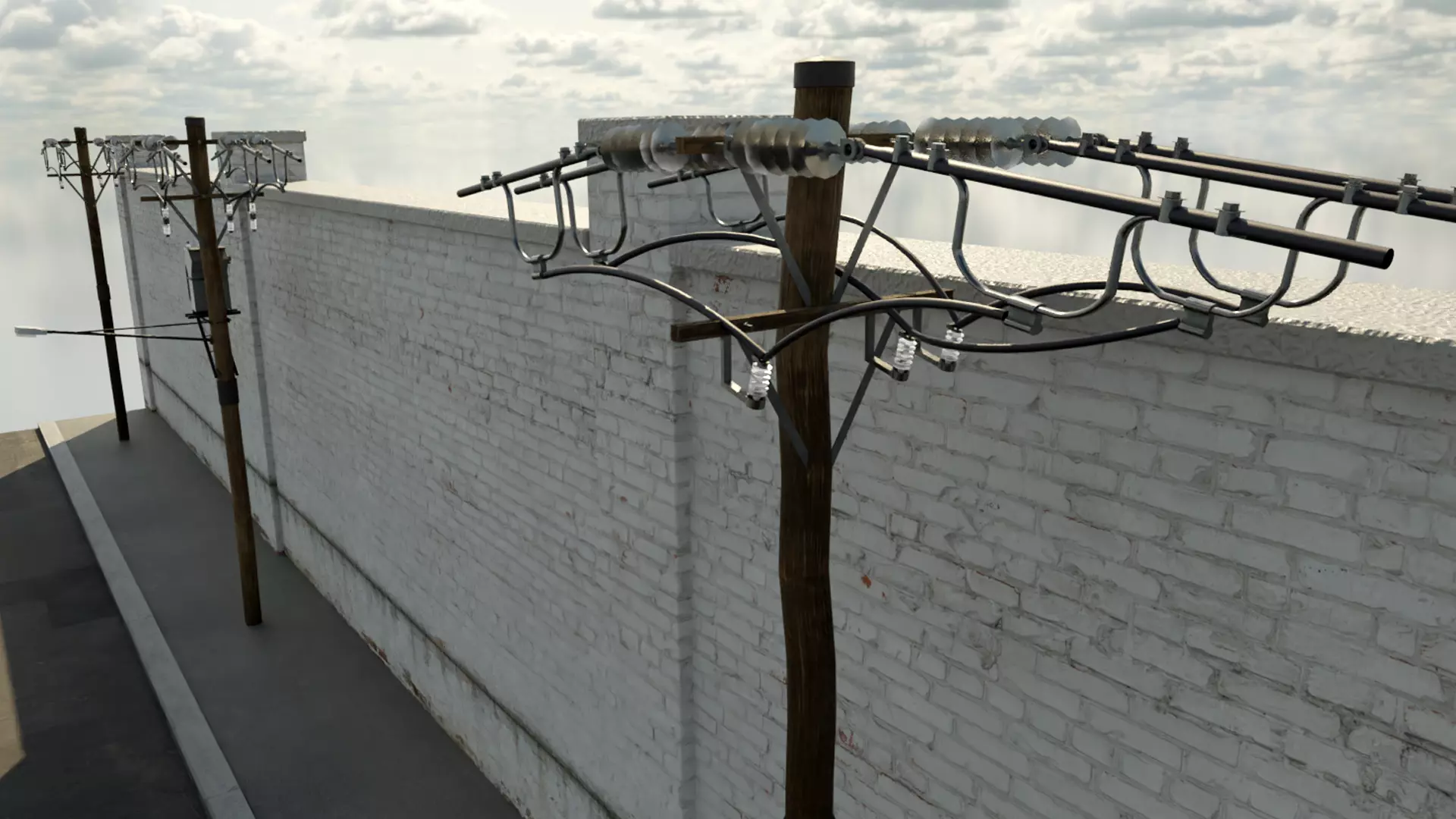 telegraph pole Low-poly 3D model_0