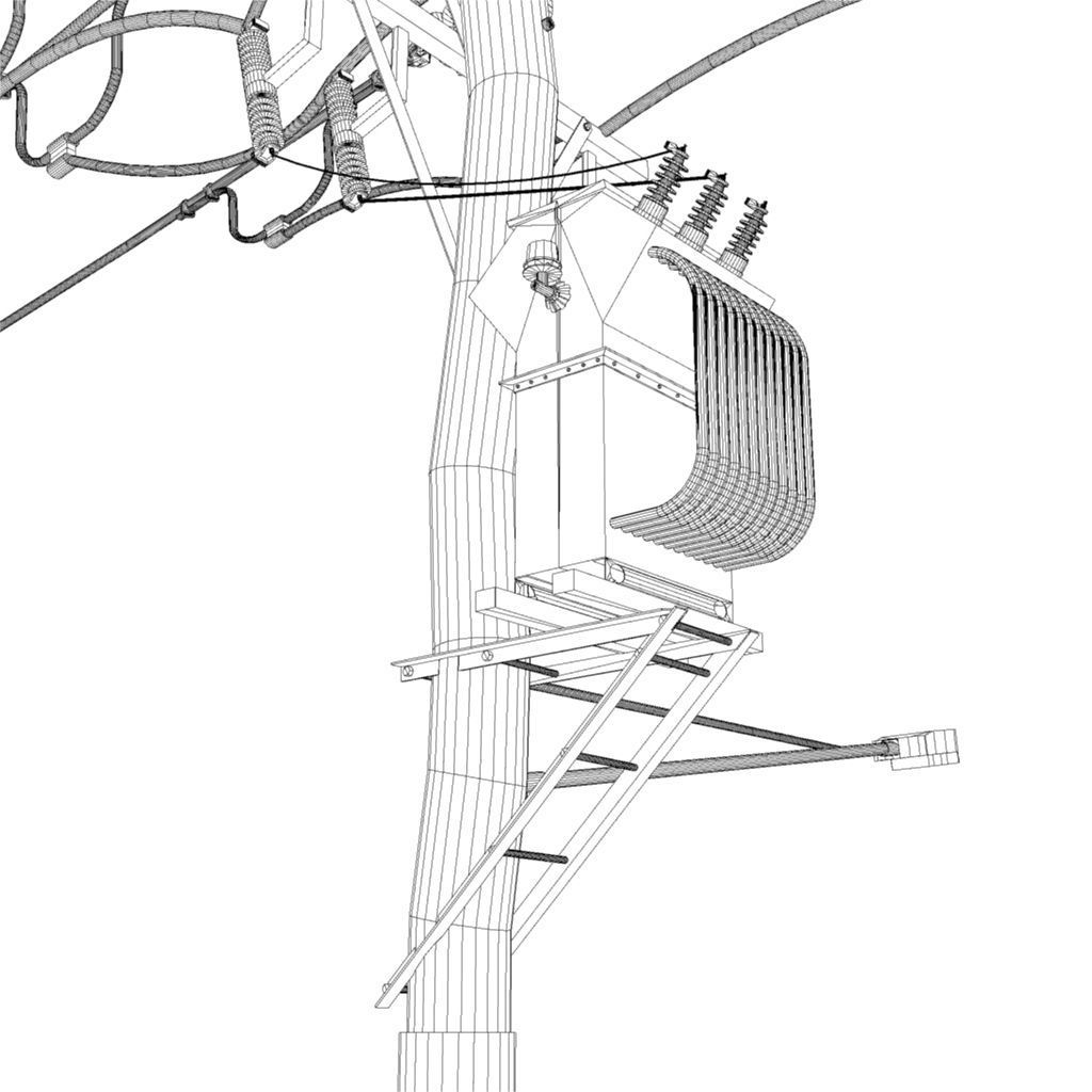 telegraph pole Low-poly 3D model_8