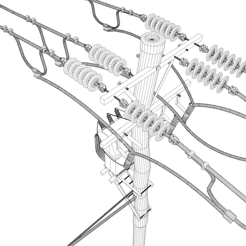 telegraph pole Low-poly 3D model_10