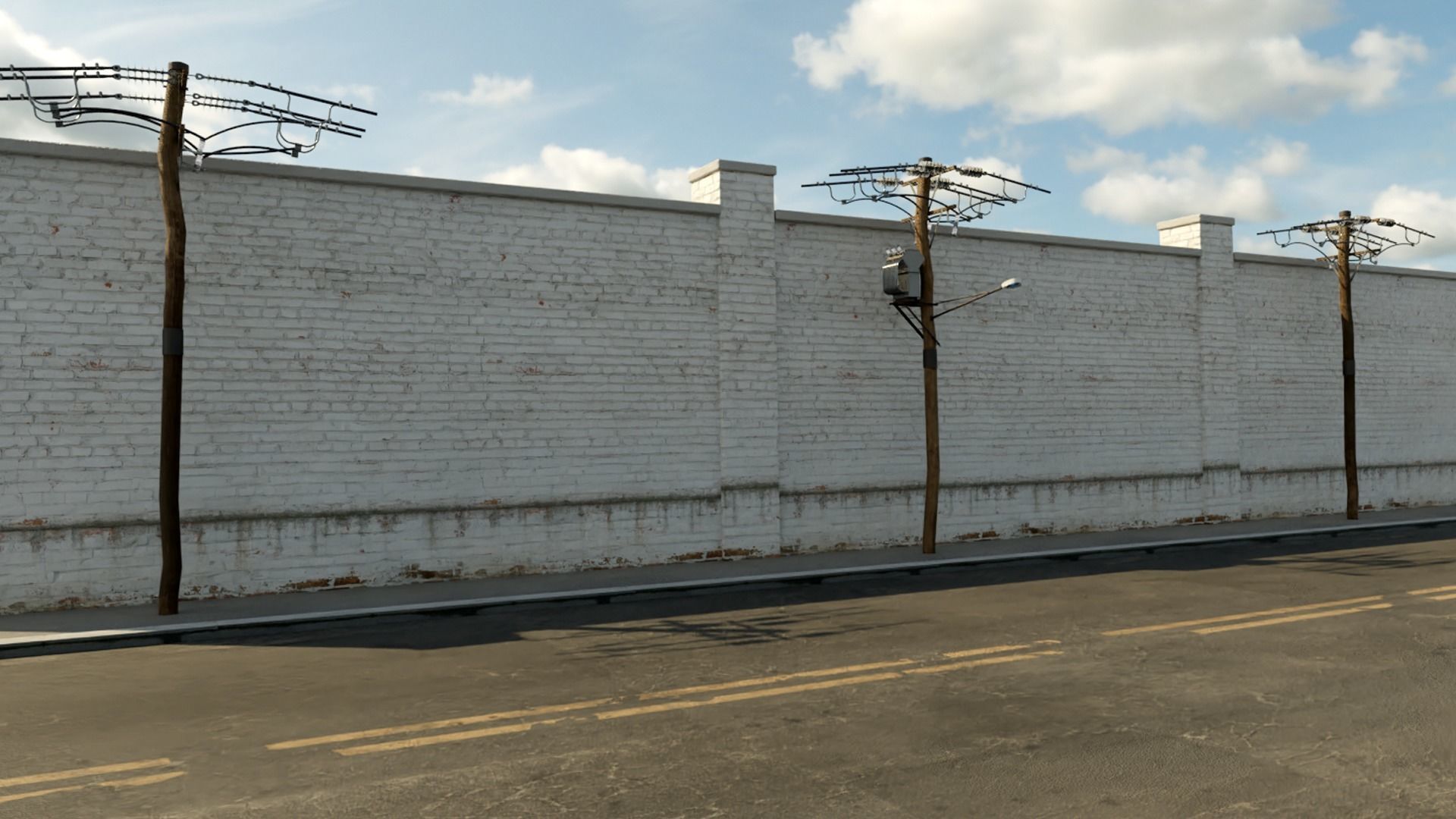 telegraph pole Low-poly 3D model_1