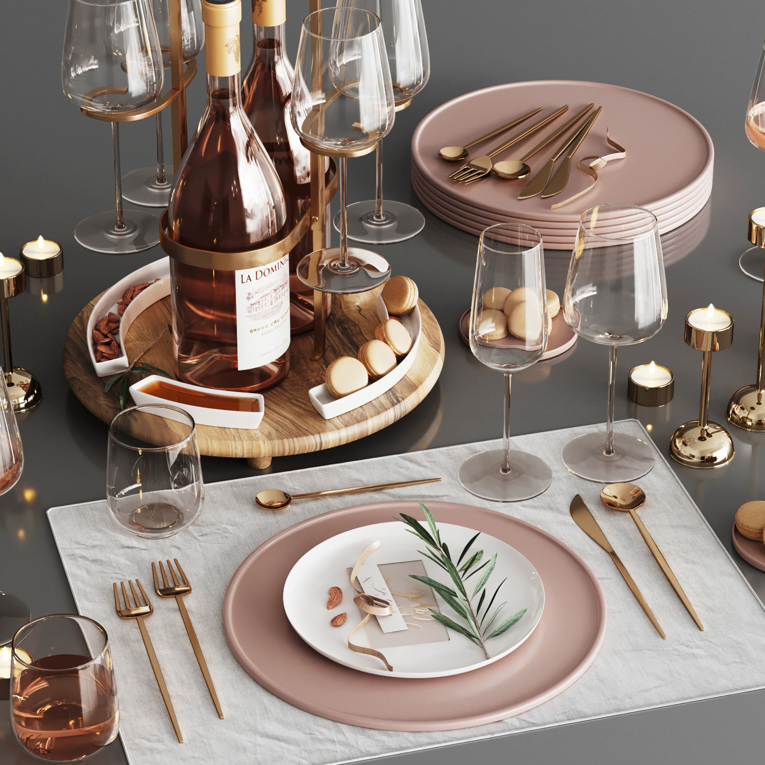 Table serving Low-poly 3D model_1