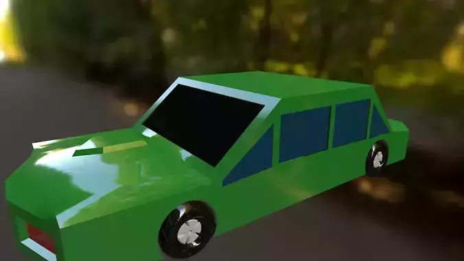 3d Model Car low-poly on road Low-poly 3D model