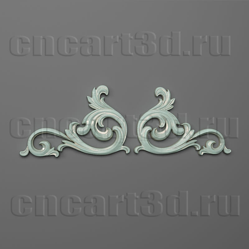 Onlay pair of ornate scrolls 3D print model_1