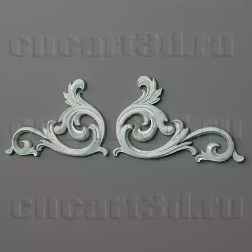 Onlay pair of ornate scrolls 3D print model