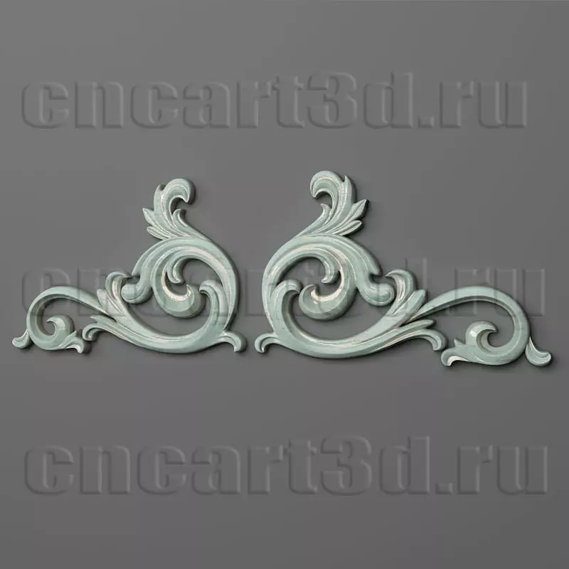Onlay pair of ornate scrolls 3D print model_0