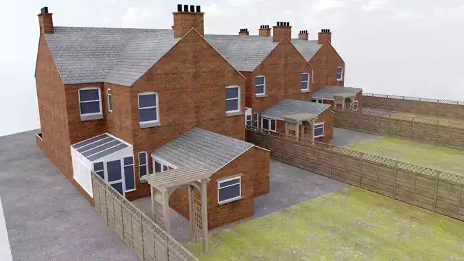 Town Houses Low-poly 3D model