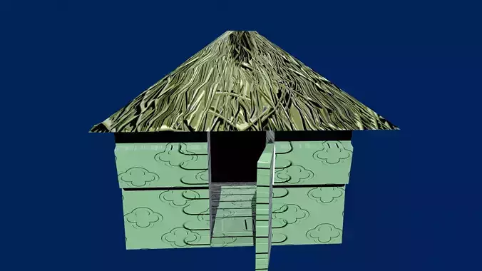 3d Model Hut Low-poly house with roof