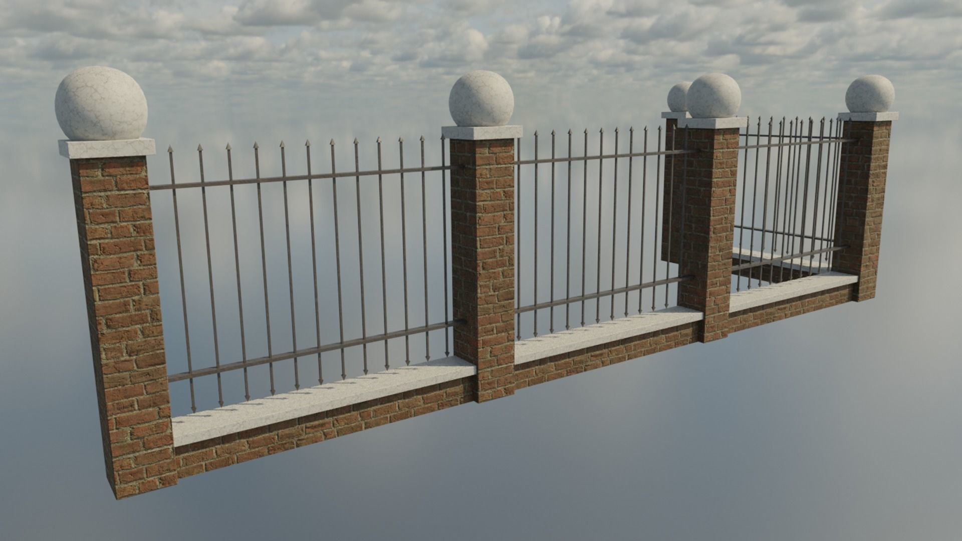 modular wall Low-poly 3D model_1