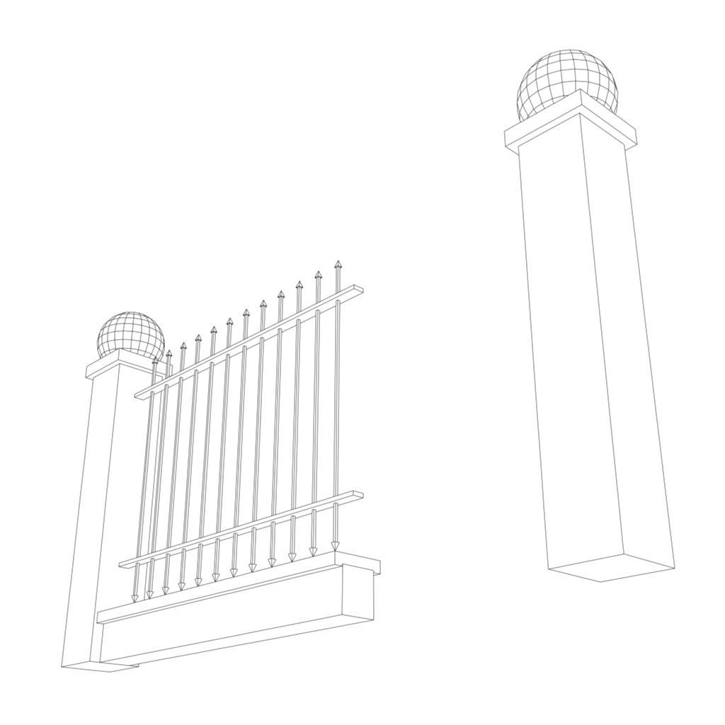 modular wall Low-poly 3D model_10