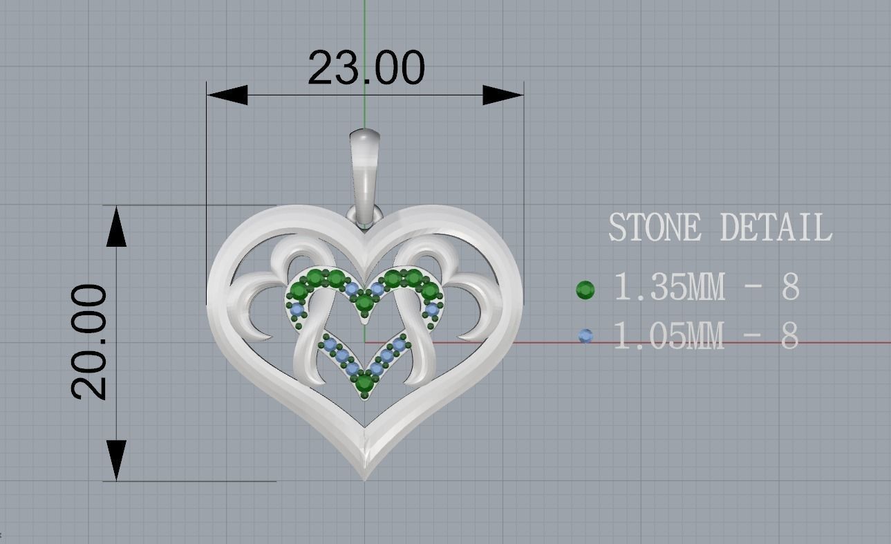 HEART DIAMOND PENDANT 3D print model_11