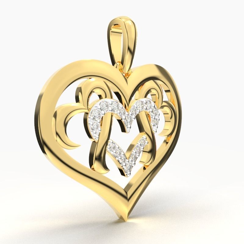 HEART DIAMOND PENDANT 3D print model_3