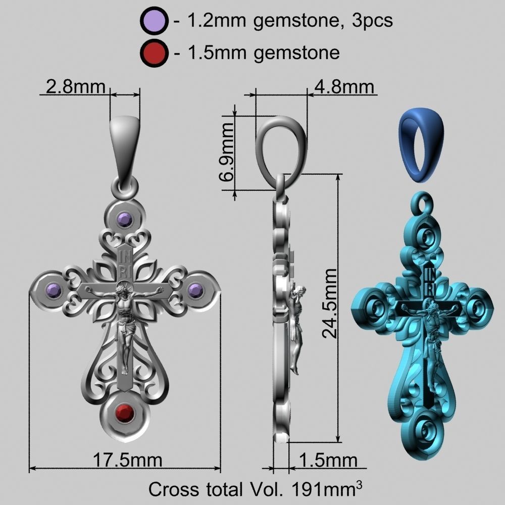 Enamel Golden Cross with Crucifixion 3D print model_20