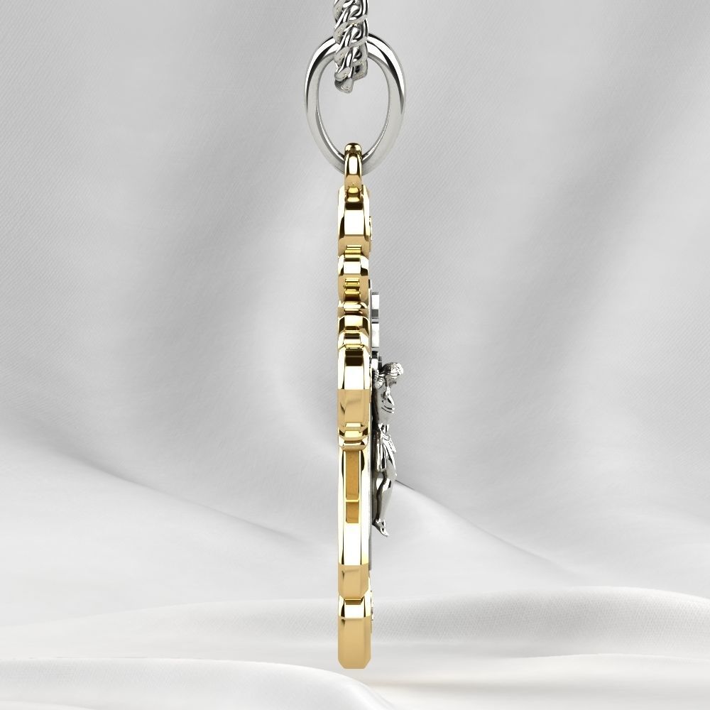 Enamel Golden Cross with Crucifixion 3D print model_12