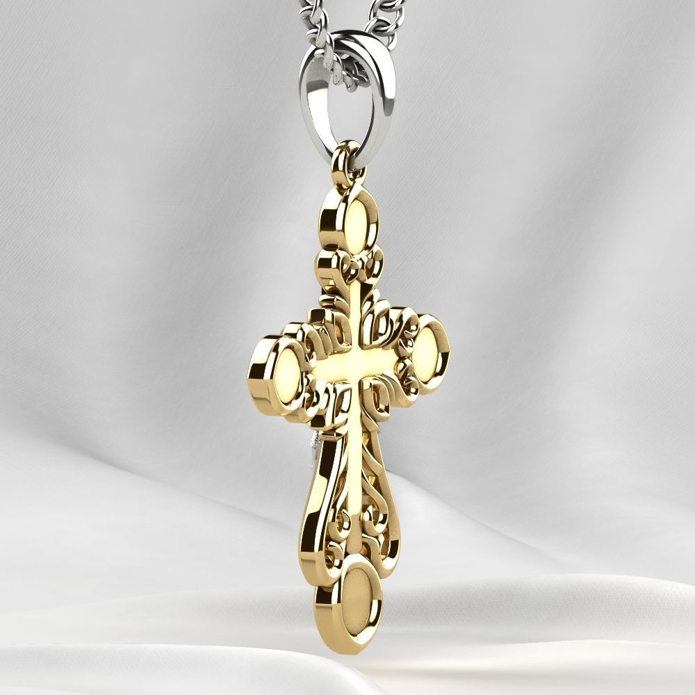Enamel Golden Cross with Crucifixion 3D print model_19