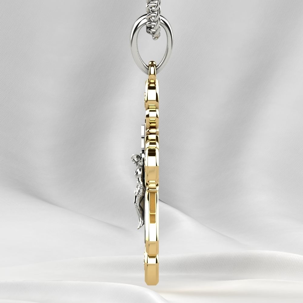 Enamel Golden Cross with Crucifixion 3D print model_18