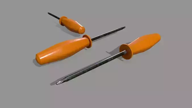 screwdriver orange Low-poly 3D model