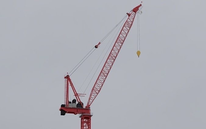 Luffing Jib Tower Crane 3D model