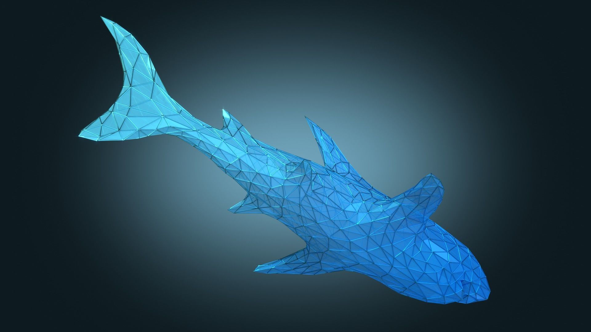 Stylized Shark Figure Low-poly 3D model_9