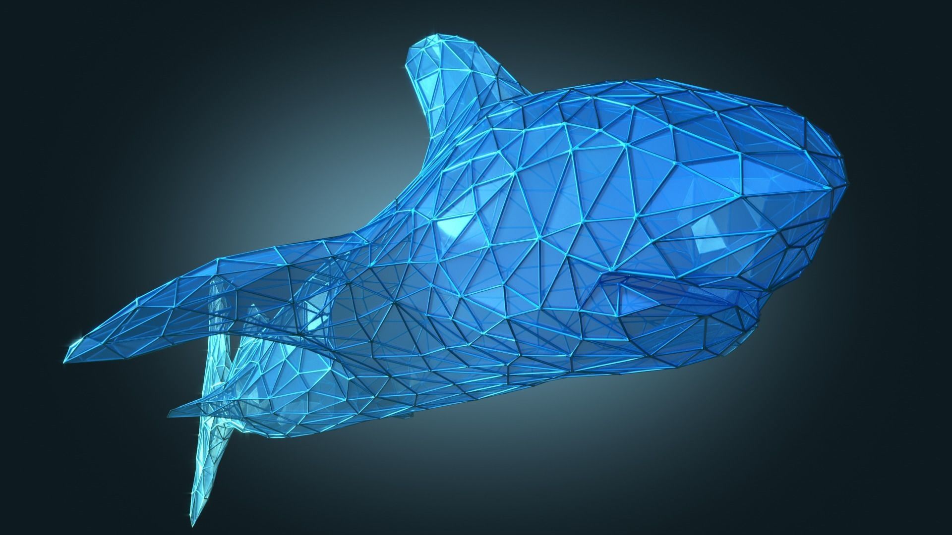 Stylized Shark Figure Low-poly 3D model_7