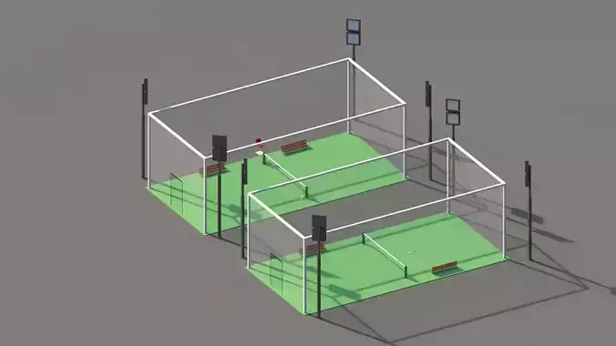 Low Poly Tennis Courts Low-poly 3D model