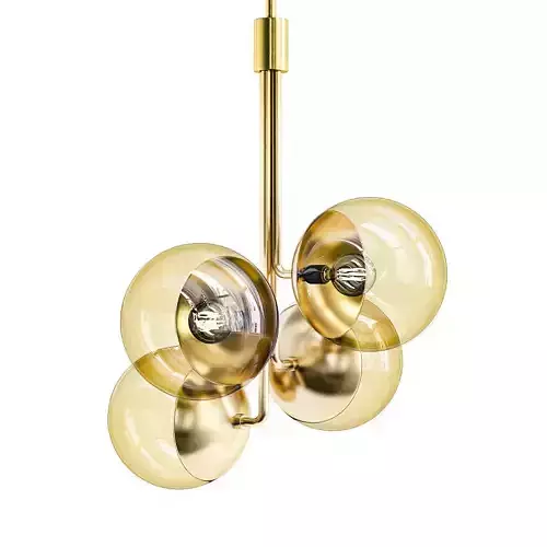 Untitled three gold spheres hanging from light fixture
